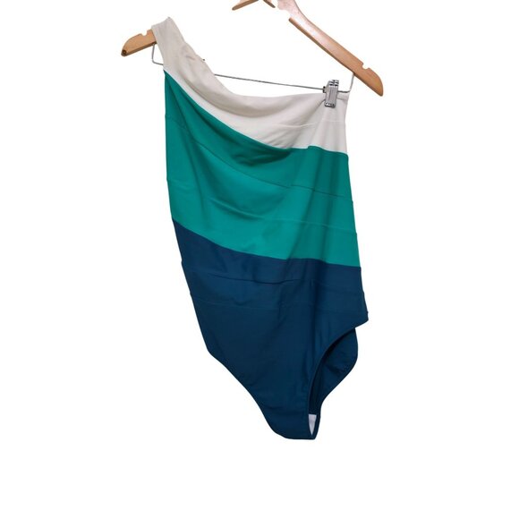 Summersalt Womens Colorblock One-Shoulder Swimsuit Size 12 Recycled Materials Te - Picture 1 of 5